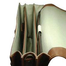 Load image into Gallery viewer, Full-Grain Leather Flapover Laptop Brief