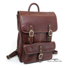 Load image into Gallery viewer, Chester Square Leather Flap Backpack
