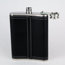 Load image into Gallery viewer,  8oz. Stainless Steel Flask with Black leather wrap