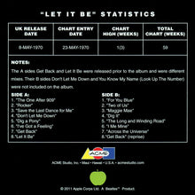 Load image into Gallery viewer, The Beatles "Let it Be" Statistics