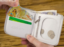 Load image into Gallery viewer, Inside view of the wallet being held by two hands.