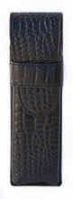 Load image into Gallery viewer, Front view of the black croco textured pen case.