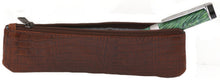 Load image into Gallery viewer, Front view of a brown textured leather case with a pen inside.