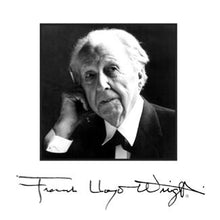 Load image into Gallery viewer, Frank Lloyd Wright portrait with his signature featured underneath.