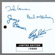 Load image into Gallery viewer, Close up to the printed signatures shown on the inside of the cover.