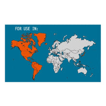 Load image into Gallery viewer, World map outline highlighting plug use for the Americas and Japan countries