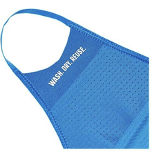 Load image into Gallery viewer, Adidas Face Mask in Blue. A printed text reads "WASH. DRY. REUSE."