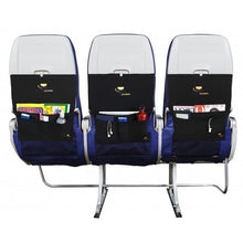 Load image into Gallery viewer, Airplane Pockets Traveling Organizer shown hanging on three different seats.  Placed on a white background.