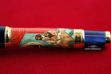 Load image into Gallery viewer, Close up to the pen barrel. One of the golden trims has an engraving that reads "ANCORA".