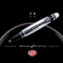 Load image into Gallery viewer, Front view of the pencil on a black background with white details. The pencil is transparent with black trims. The Aurora logo is shown at the bottom.