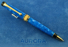 Load image into Gallery viewer, Front view of the ballpoint pen. Placed on top of the blue felt presentation box.