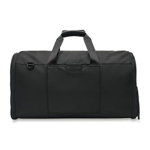 Load image into Gallery viewer, Briggs & Riley Baseline Garment Duffle - Black
Image of Back Panel View
Height	Width	Depth	Weight
US	12.5 in.	22 in.	9 in.	4.2 lbs.
EU	31.8 cm	55.9 cm	22.9 cm	2 kg
