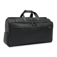 Load image into Gallery viewer, Briggs & Riley Baseline Garment Duffle - Black
Image of Front Angled View
Height	Width	Depth	Weight
US	12.5 in.	22 in.	9 in.	4.2 lbs.
EU	31.8 cm	55.9 cm	22.9 cm	2 kg
