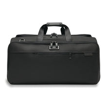 Load image into Gallery viewer, Briggs & Riley Baseline Garment Duffle - Black
Image of Front Panel View
Height	Width	Depth	Weight
US	12.5 in.	22 in.	9 in.	4.2 lbs.
EU	31.8 cm	55.9 cm	22.9 cm	2 kg