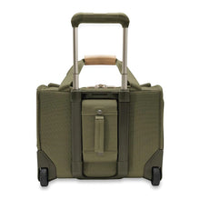 Load image into Gallery viewer, Briggs & Riley Baseline 2-Wheel Cabin Bag - Olive
Image of Back Panel with view of Interlocking handle system, which allows bag to stack and stay secure on top of other Briggs & Riley Baseline Uprights, comfortably transporting two bags as one.
Height	   Width	     Depth	     Weight
US	13.5 in.	15.5 in.	9.5 in.	6.5 lbs.
EU	34.3 cm	39.4 cm	24.1 cm	3 kg