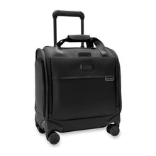 Load image into Gallery viewer, Briggs & Riley Baseline Cabin Spinner - Black
Image of Front Angled View with telescoping handle shown in lower stages.
Height	    Width	    Depth	      Weight
US	16 in.	14 in.	9.5 in.	7 lbs.
EU	40.6 cm	35.6 cm	24.1 cm	3.3 kg