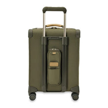 Load image into Gallery viewer, Briggs & Riley Baseline Global Carry-On Spinner - Olive
Image of Back Panel View
Height	     Width	     Depth	       Weight
US	21 in.       15 in.	9 in.	         9.9 lbs. 
EU	53.3 cm	38.1 cm	22.9 cm	 4.5 kg