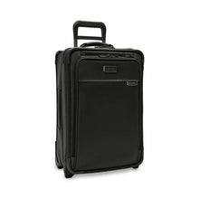 Load image into Gallery viewer, Briggs & Riley Baseline Essential 2-Wheel Carry-On - Black
Image of Front Angled View
Height	      Width    Depth	       Weight
US	22 in.	14 in.	9 in. 	9.7 lbs.
EU	55.9 cm	35.6 cm	22.9 cm	4.4 kg