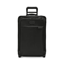 Load image into Gallery viewer, Briggs & Riley Baseline Essential 2-Wheel Carry-On - Black
Image of Front Panel View.  Leather Monogram Patch allows for up to 3 embossed initials
Height	    Width	     Depth	   Weight
US	22 in.	14 in.	9 in.	       9.7 lbs.
EU	55.9 cm	35.6 cm	22.9 cm	4.4 kg