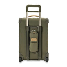 Load image into Gallery viewer, Briggs & Riley Baseline Essential 2-Wheel Carry-On - Olive
Image of Back Panel View with Power Pocket.  Allowing for smart phone and charger, should you wish to charge your phone on the go
Height	     Width	     Depth	     Weight
US	22 in.	14 in.	9 in.	        9.7 lbs.
EU	55.9 cm	35.6 cm	22.9 cm	4.4 kg