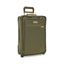 Load image into Gallery viewer, Briggs & Riley Baseline Essential 2-Wheel Carry-On - Olive
Image of Front Angled View
 
Height	     Width	     Depth	     Weight
US	22 in.	14 in.	9 in.	        9.7 lbs.
EU	55.9 cm	35.6 cm	22.9 cm	4.4 kg