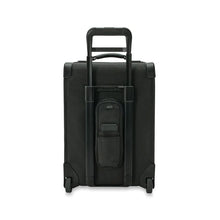 Load image into Gallery viewer, Briggs & Riley Baseline Global 2-Wheel Carry-On Duffle - Black
Image of Back Panel View showing Power Pocket between telescoping handles. Allows for storing battery charger and smart phone for charging on the go.
Weight Width Depth Weight
US 21 in. 14 in. 9 in. 7 lbs.
EU 53.3 cm 35.6 cm 22.9 cm 3.2 kg