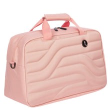Load image into Gallery viewer, Angled front view of the pearl pink 18 inch duffle bag on a white background.