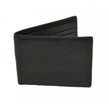 Load image into Gallery viewer, Angled view of the black leather wallet.