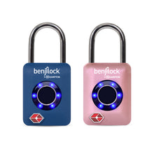 Load image into Gallery viewer, Front view of the blue and pink Benji locks on a white background.