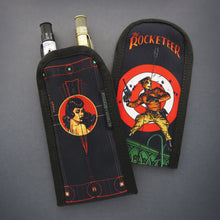 Load image into Gallery viewer, Front and back views of the double pen sleeve with two pens tucked inside.