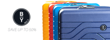 Load image into Gallery viewer, Bric's Save up to 50% banner showing four different suitcases and the company logo on a white background.