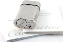 Load image into Gallery viewer, Cartier Platinum Plated Pinstripe C Decor Lighter