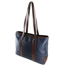 Load image into Gallery viewer, Colombian Bags Navy Leather Shopping Tote