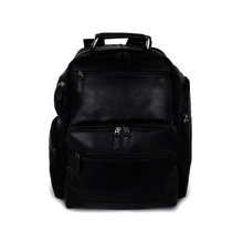 Load image into Gallery viewer, DayTrekr Deluxe Backpack in Black Leather Front VIew