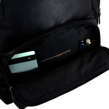 Load image into Gallery viewer, DayTrekr Deluxe Backpack in Black Leather - Front Compartment