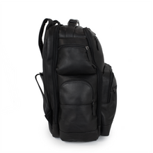 Load image into Gallery viewer, DayTrekr Deluxe Backpack in Black Leather Side View