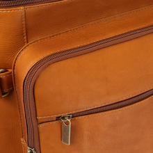 Load image into Gallery viewer, DayTrekr Top Load Leather Gear Backpack - Tan
Closeup image of Front Panel Business Organizer Pocket for smaller business accessories, such as smart phone, power bank, cables, pens, keys, boarding pass, passport, etc.
Dimensions:  16 x 12 x 7.5"
