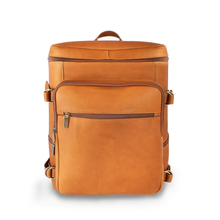 Load image into Gallery viewer, DayTrekr Top Load Leather Gear Backpack - Tan
Image of Front Panel View
Dimensions:  16 x 12 x 7.5"