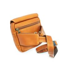 Load image into Gallery viewer, DayTrekr Leather Hip Pack - Tan
Image of Back Side of Hip Pack
Dimensions: 7" H x 6.5" W x 2.5"