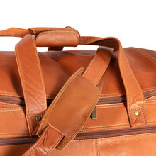 Load image into Gallery viewer, DayTrekr Leather Deluxe Duffel - Strap Close Up
