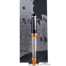 Load image into Gallery viewer, Front view of the ballpoint pen with a certificate set behind it.