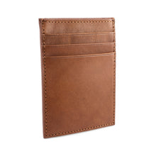Load image into Gallery viewer, Angled front panel view of the card case, featuring three credit card slots.