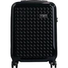Load image into Gallery viewer, Front view of the black suitcase with the telescopic handle retracted.