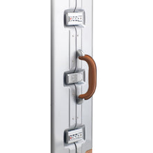 Load image into Gallery viewer, Angled close up to the side panel. It features two three-digit combination locks and a grip handle.
