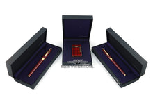 Load image into Gallery viewer, The fountain pen, lighter and rollerball arranged in their presentation boxes.