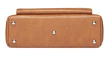 Load image into Gallery viewer, Bottom panel view of the leather concealed carry bag. It features five small stub legs to hold the purse.