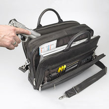 Load image into Gallery viewer, GTM Espresso Brown Leather Men's Concealed Carry Briefcase