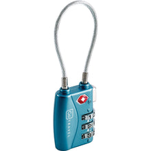 Load image into Gallery viewer, Angled view of the three digit combination lock in blue.