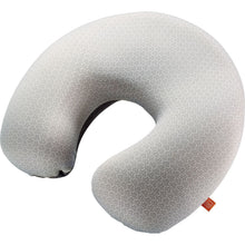 Load image into Gallery viewer, Angled view of the steel gray travel pillow, filled with air.