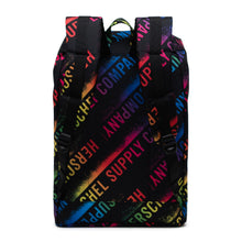 Load image into Gallery viewer, Back panel view of the stencil roll call backpack.